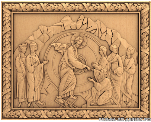 Резная икона Воскресенье из дерева